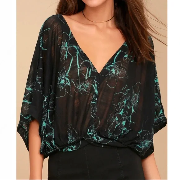 Free People One Dance Floral Top Black Size XS - Picture 3 of 12